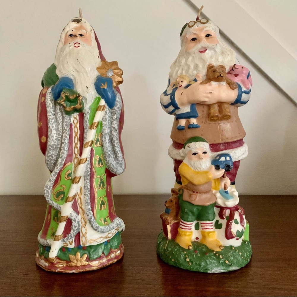 Vintage Old World Santa Christmas Candles 7.5” Classic Festive XMAS Holidays